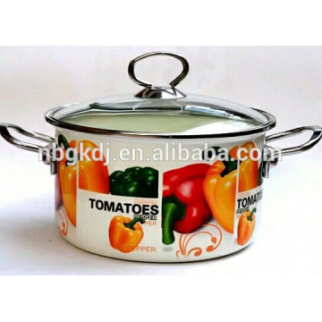 enamel cookware pot /casserole set with full decal& double handle